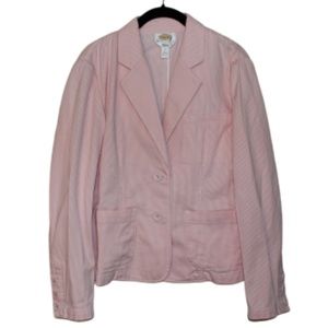 Talbots | Pink & White Striped Blazer (12 Petite)